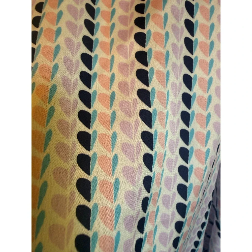 Kate Spade Heart Stripe Robe Pink Blue Satin Short Wrap Belted M y2k preppy boho